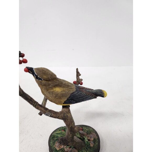 Vintage 1999 Cedar Waxing Bird On Branch Figurine Christmas Holiday Decorative - Picture 6 of 8